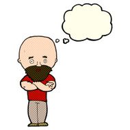 cartoon shocked bald man with beard thought bubble N5