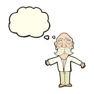 cartoon disappointed old man with thought bubble N5