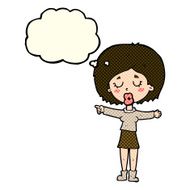 cartoon pointing woman with thought bubble N13