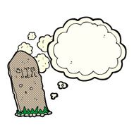 cartoon spooky grave with thought bubble N5