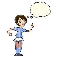 cartoon waitress taking order with thought bubble N8