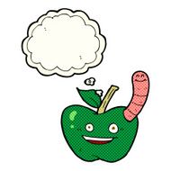 cartoon apple with worm thought bubble N19