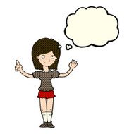 cartoon woman explaining idea with thought bubble N5