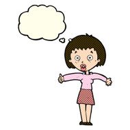 cartoon amazed woman with thought bubble N5
