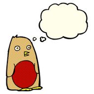 cartoon robin with thought bubble N10