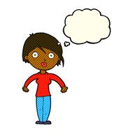 cartoon surprised woman with thought bubble N102