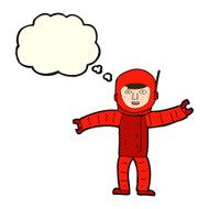 cartoon space man with thought bubble N9