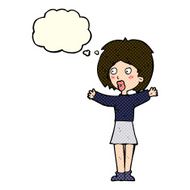 cartoon worried woman with thought bubble N33