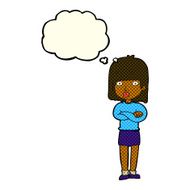 cartoon impatient woman with thought bubble N5