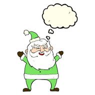 jolly santa cartoon with thought bubble N13