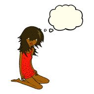 cartoon pretty girl with thought bubble N45