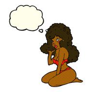 cartoon pin up girl with thought bubble N5