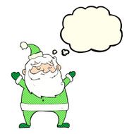 jolly santa cartoon with thought bubble N15
