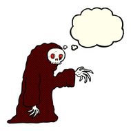 cartoon spooky halloween costume with thought bubble N9