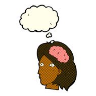cartoon female head with brain symbol thought bubble N9