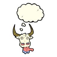 cartoon cow face with thought bubble N5