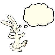 cartoon rabbit with thought bubble N40