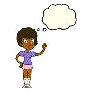 cartoon pretty girl waving with thought bubble N12