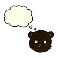 cartoon black teddy bear head with thought bubble N3