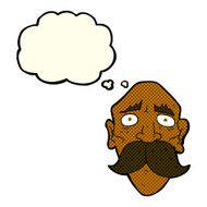 cartoon sad old man with thought bubble N10