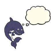 cartoon shark with thought bubble N17
