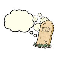 cartoon spooky grave with thought bubble N6