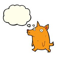 cartoon funny little dog with thought bubble N8