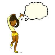 cartoon pretty woman dancing with thought bubble N9