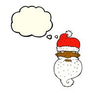 cartoon grim santa face with thought bubble N5