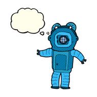 cartoon deep sea diver with thought bubble N14