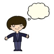 cartoon smug boy with thought bubble N5