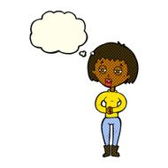 cartoon tired woman with thought bubble N14