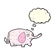 cartoon funny little elephant with thought bubble N3