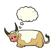 cartoon bull with thought bubble N10