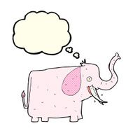cartoon happy elephant with thought bubble N5