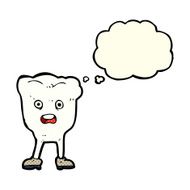 cartoon tooth looking afraid with thought bubble N3