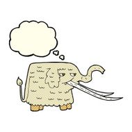 cartoon woolly mammoth with thought bubble N5
