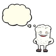 cartoon tooth looking smug with thought bubble N7
