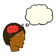cartoon man with brain symbol thought bubble N10