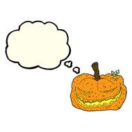 cartoon halloween pumpkin with thought bubble N9