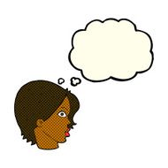 cartoon staring woman with thought bubble N21
