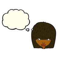 cartoon staring woman with thought bubble N22