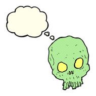 cartoon spooky skull with thought bubble N62