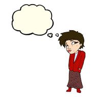 cartoon woman with hands in pockets thought bubble N5