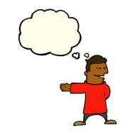 cartoon man gesturing direction with thought bubble N5