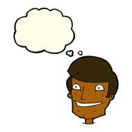 cartoon grinning man with thought bubble N39