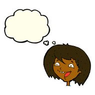 cartoon happy girl with thought bubble N38
