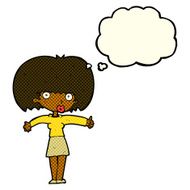 cartoon woman giving thumbs up symbol with thought bubble N26