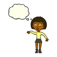 cartoon surprised woman with thought bubble N103