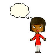 cartoon woman with open arms thought bubble N42